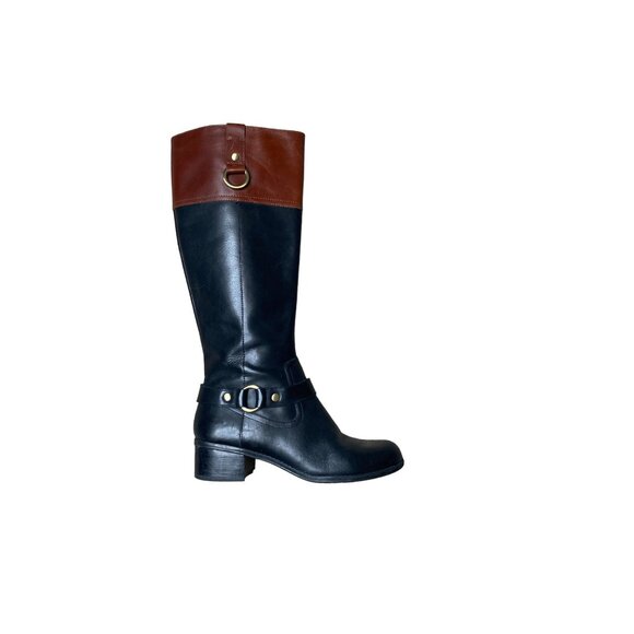 BANDOLINO WOMEN'S BLACK & BROWN RIDING BOOTS SZ 6 - Picture 1 of 11
